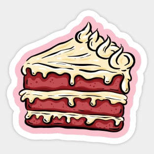 Cake Slice Cartoon Red Velvet Sticker